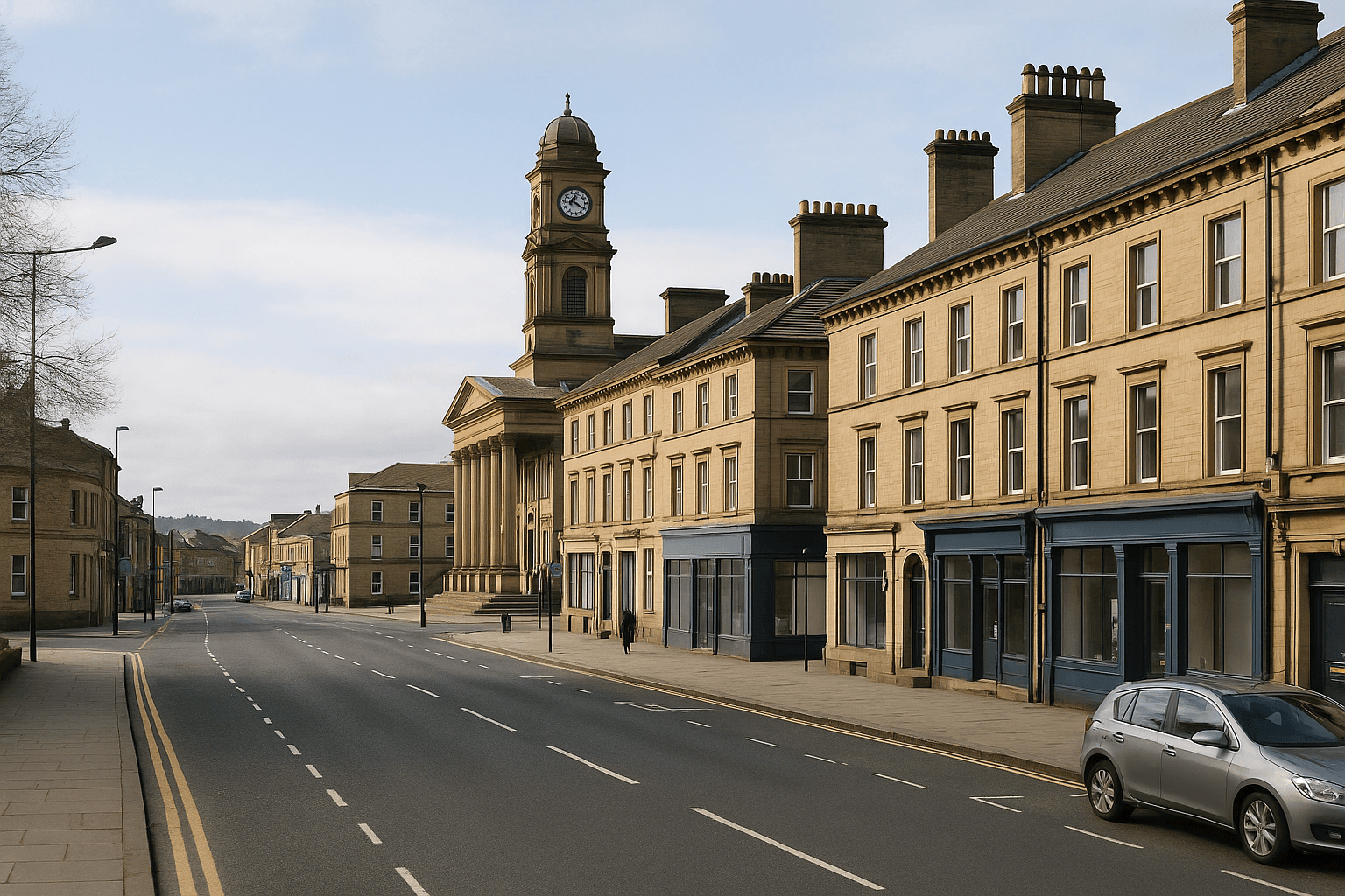 AI-generated aerial-style hero image for Huddersfield