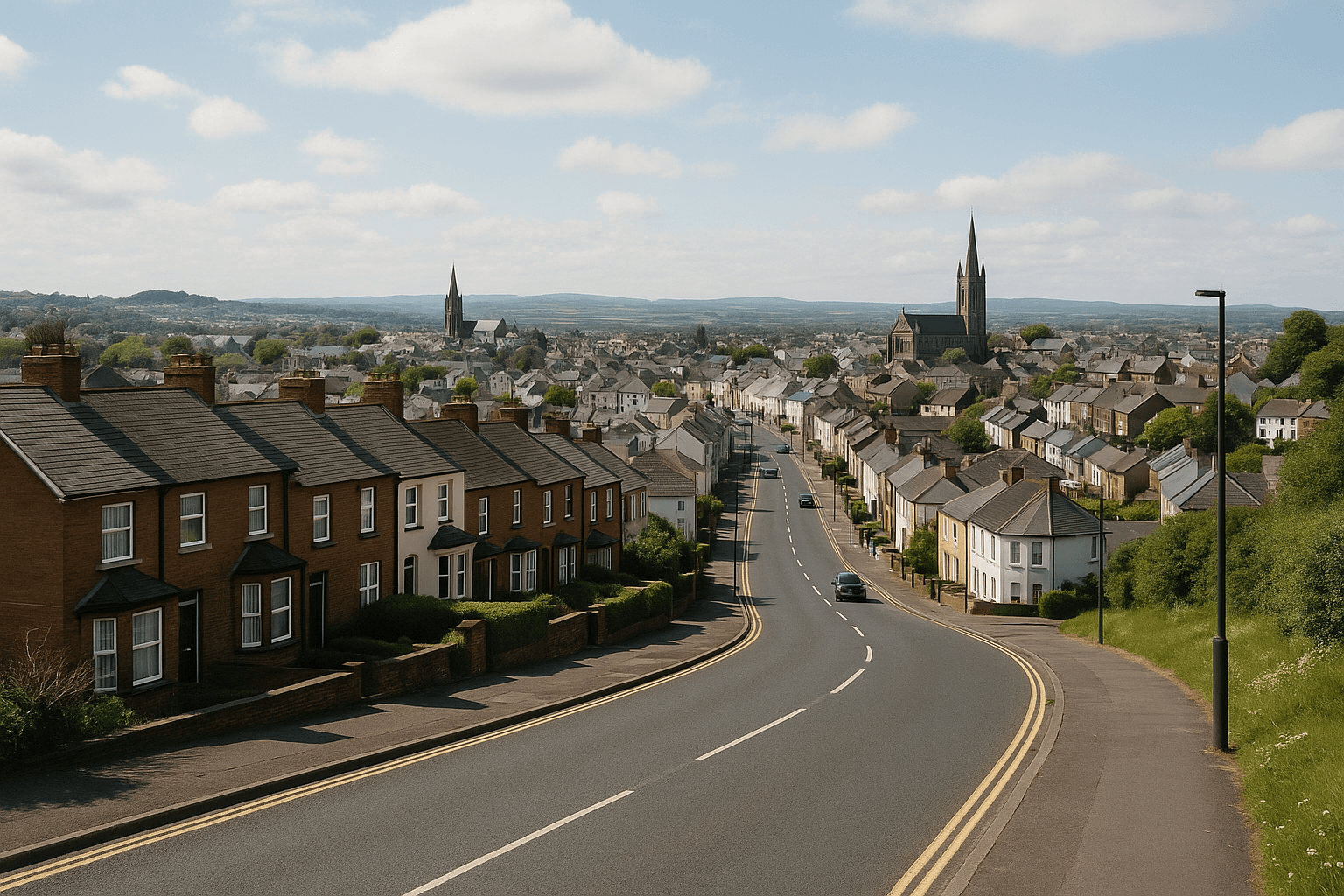 AI-generated aerial-style hero image for Northern Ireland