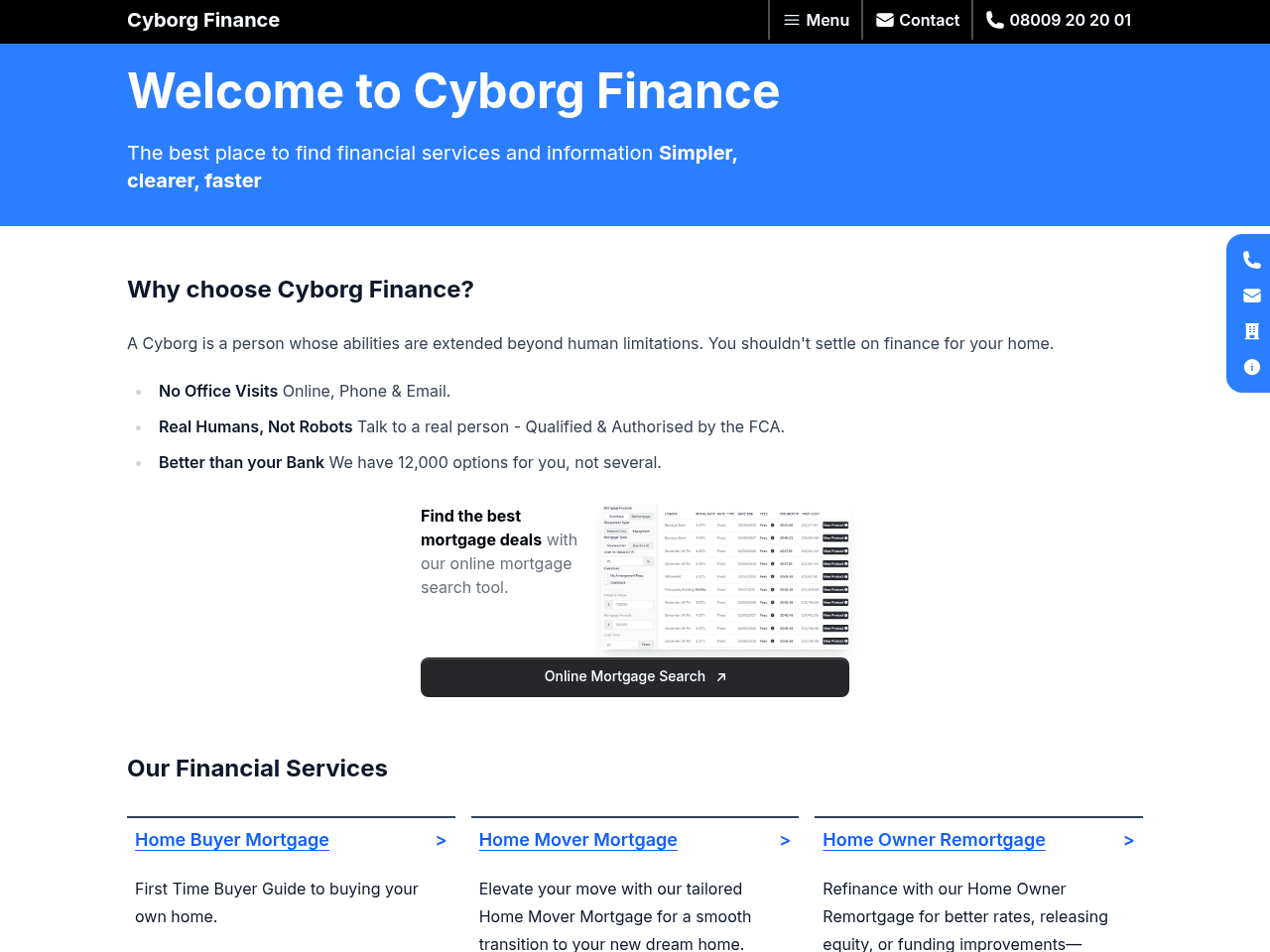 Cyborg Finance website preview