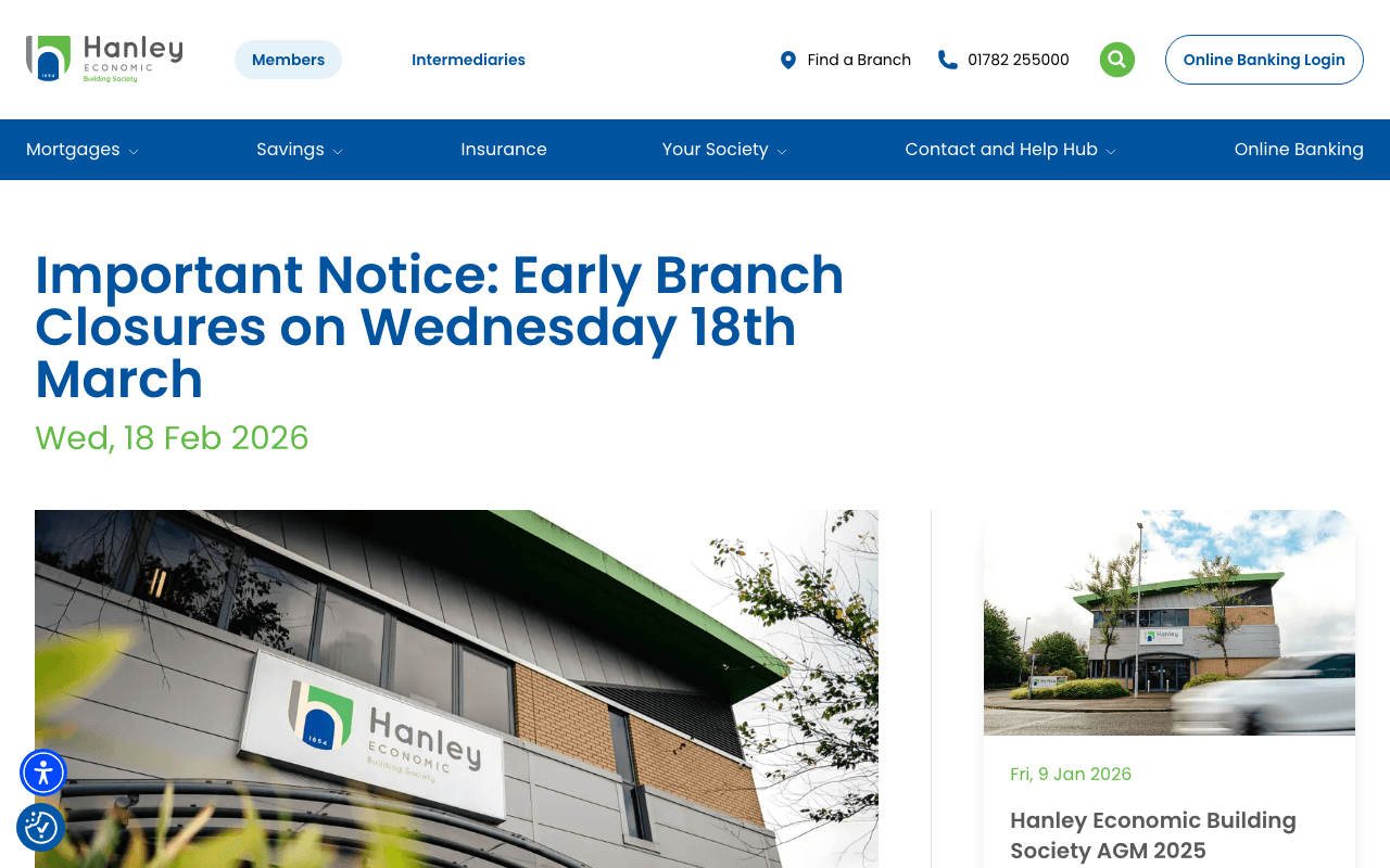 Hanley Economic Building Society website