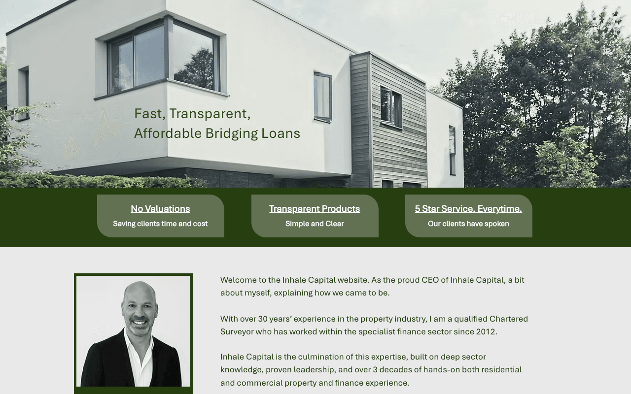 Inhale Capital website preview