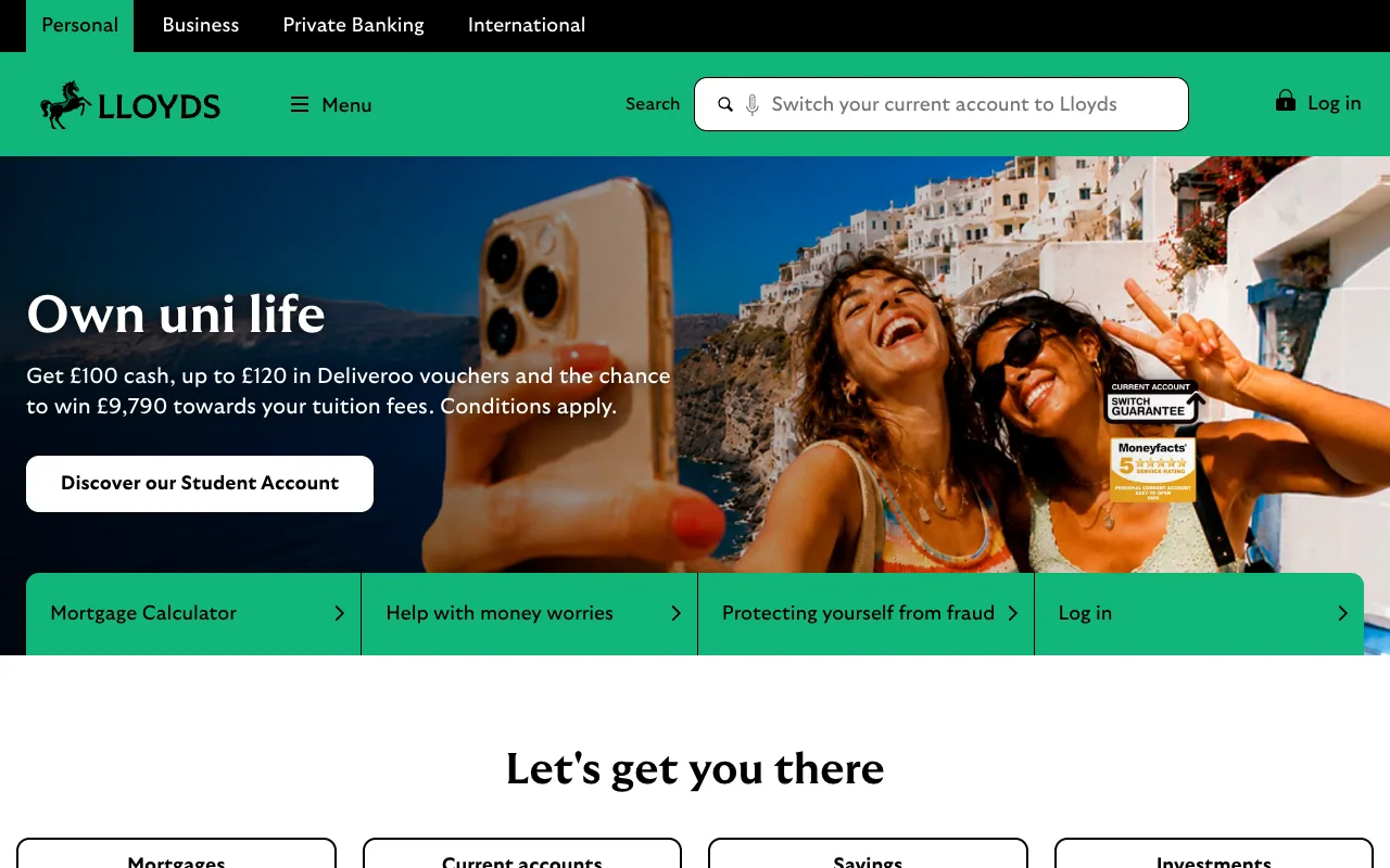 Lloyds Bank website preview