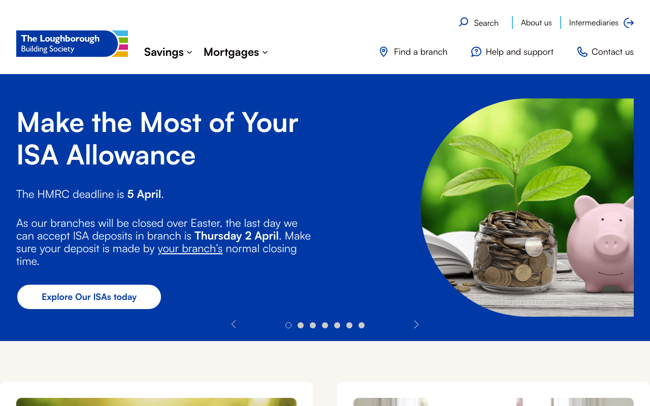 Loughborough Building Society website preview