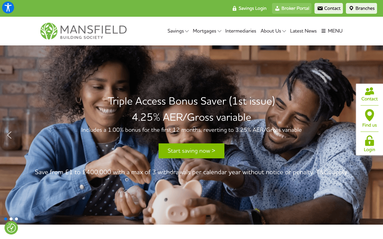 Mansfield Building Society website preview