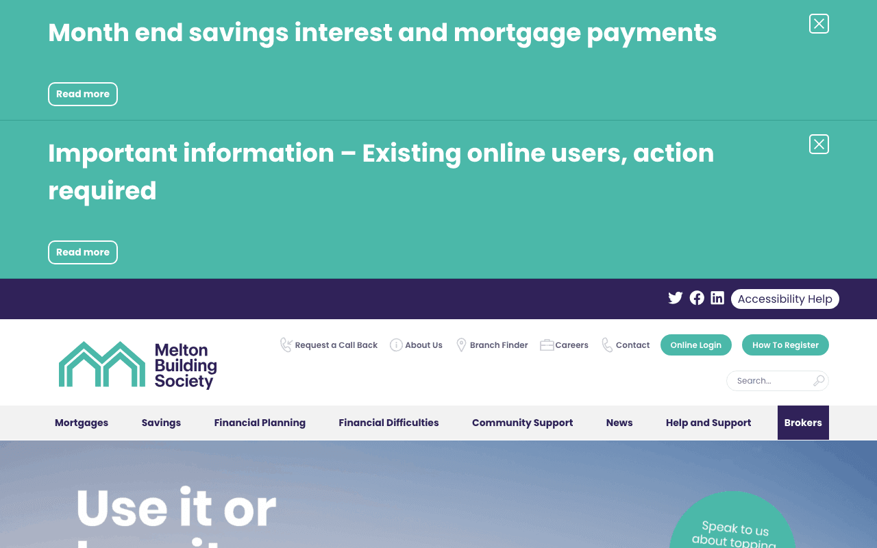 Melton Mowbray Building Society website preview