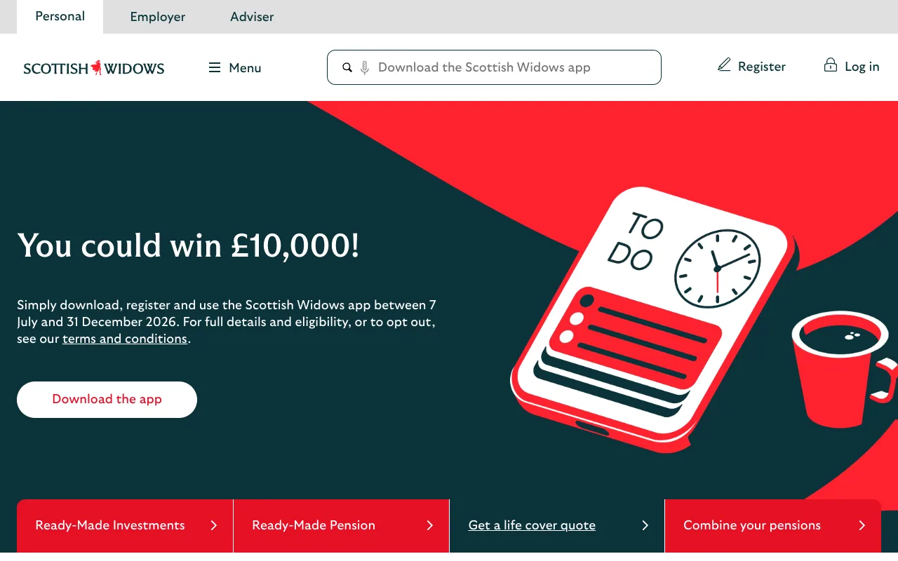 Scottish Widows website preview