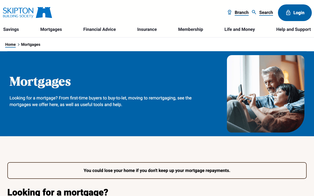 Skipton Building Society website preview