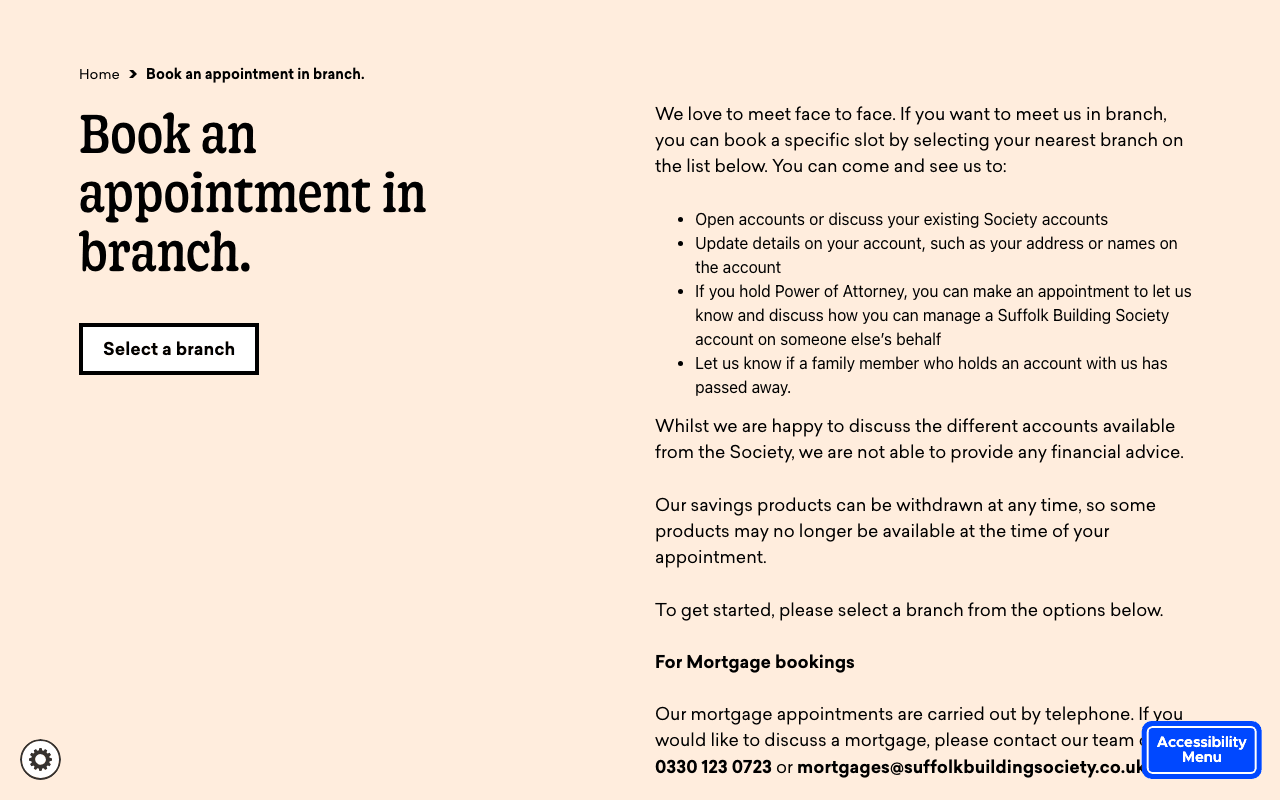 Suffolk Building Society website