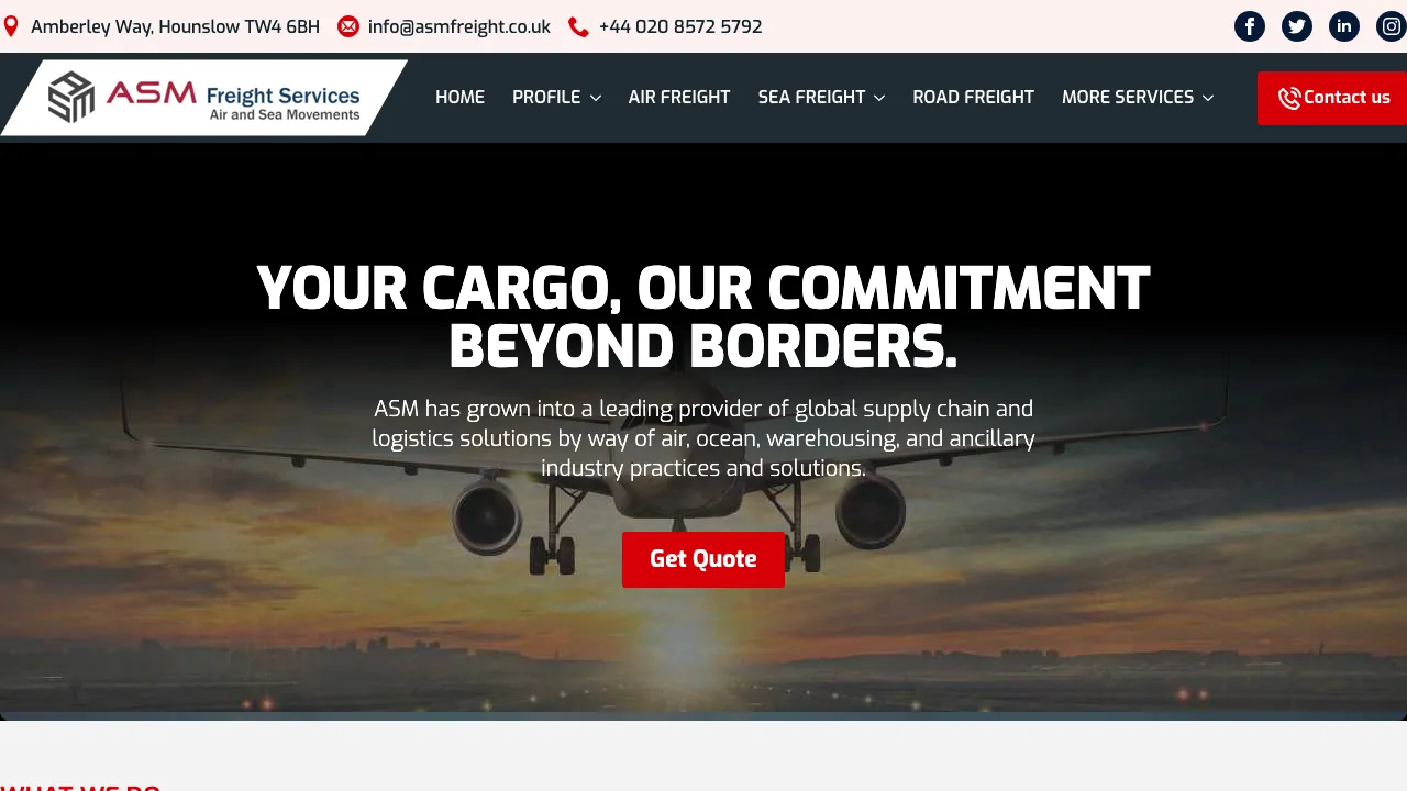 ASM Freight Services - UK Customs Clearance Agent website preview