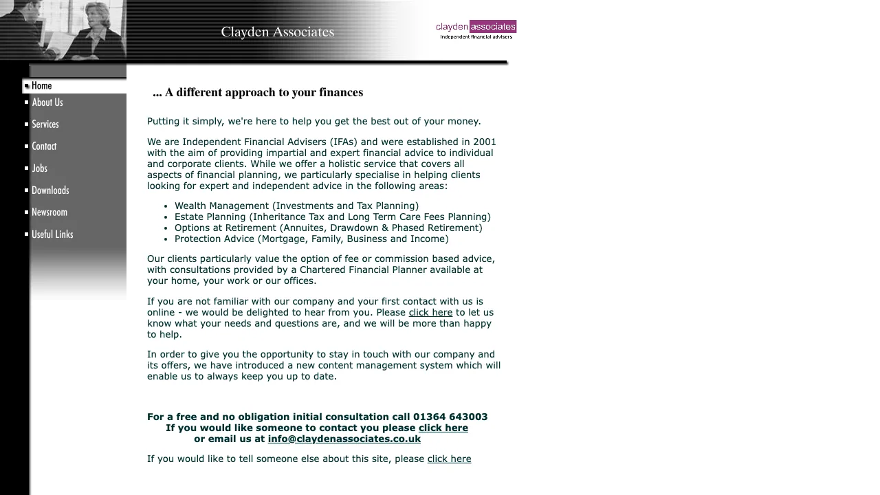 Financial Advice Dartmouth - Clayden Associates website preview