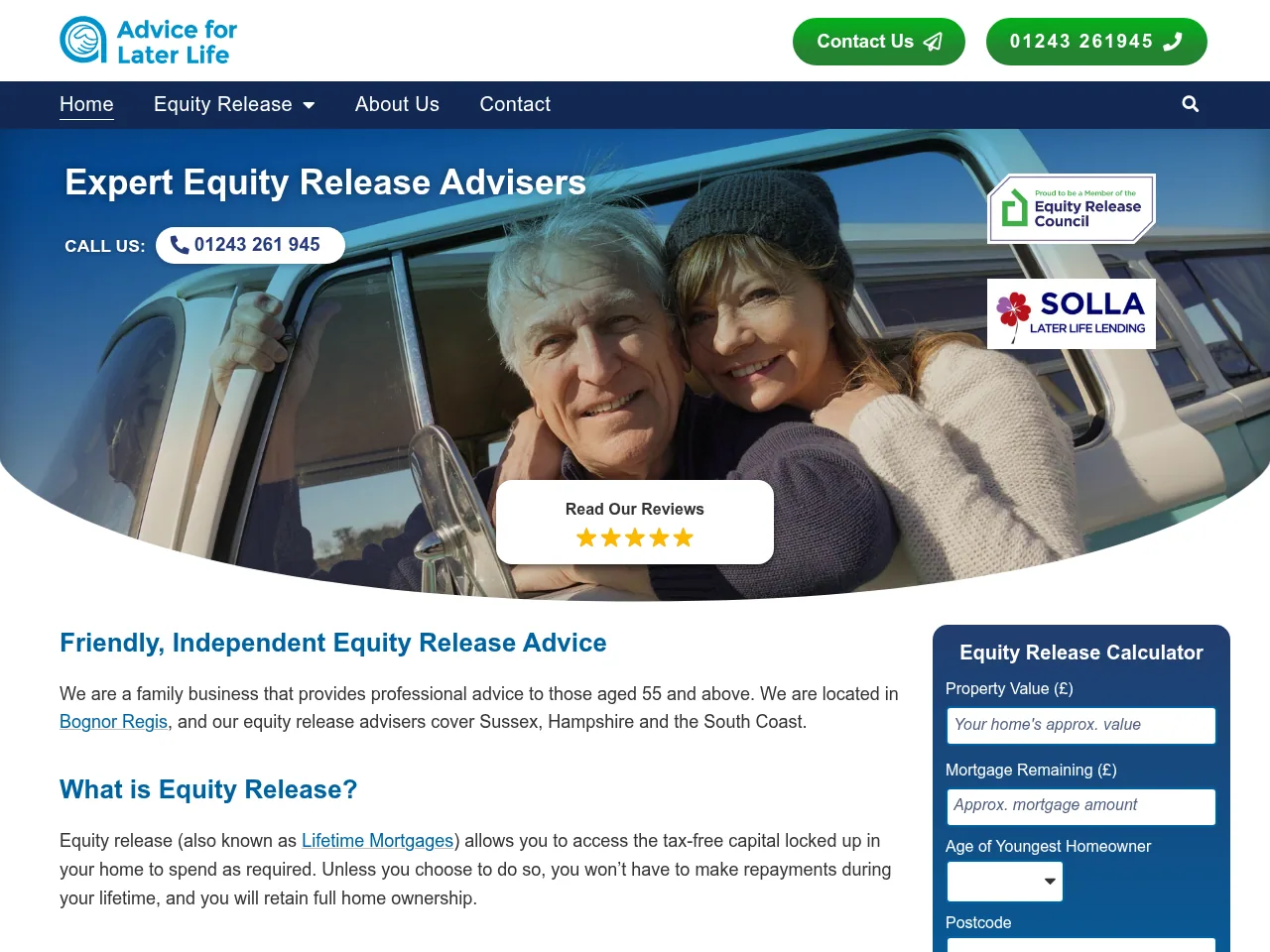 Advice For Later Life website preview