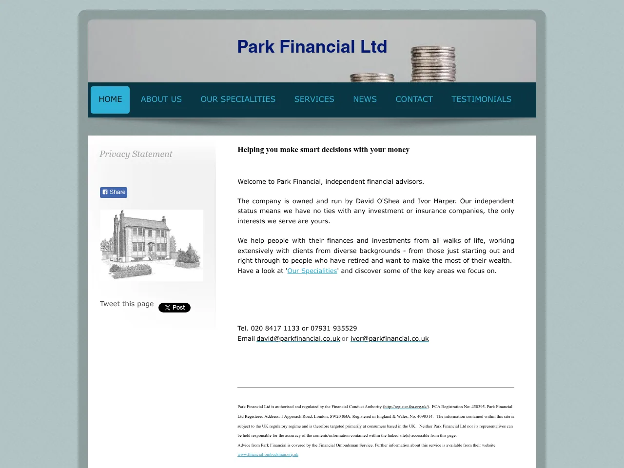 Park Financial website preview