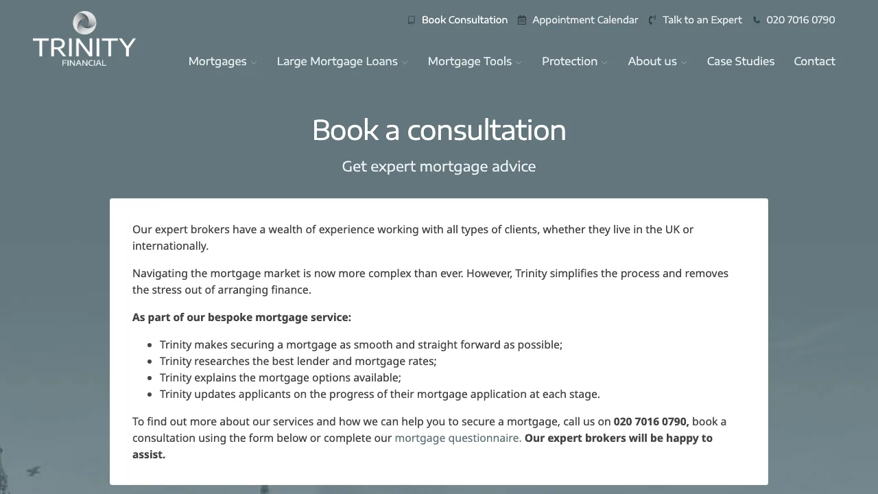 Trinity Financial - London Mortgage Brokers website preview