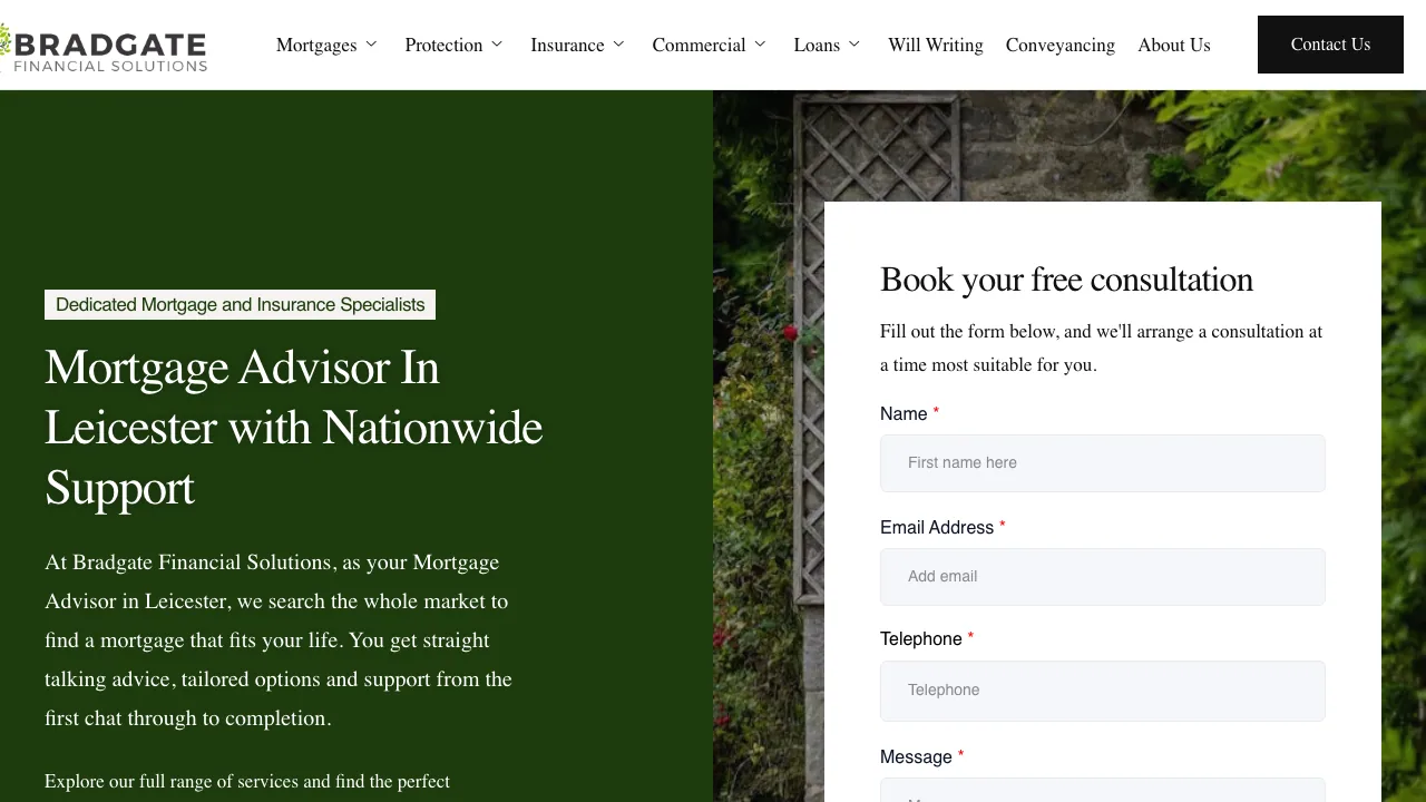 Bradgate Financial Solutions Ltd website preview