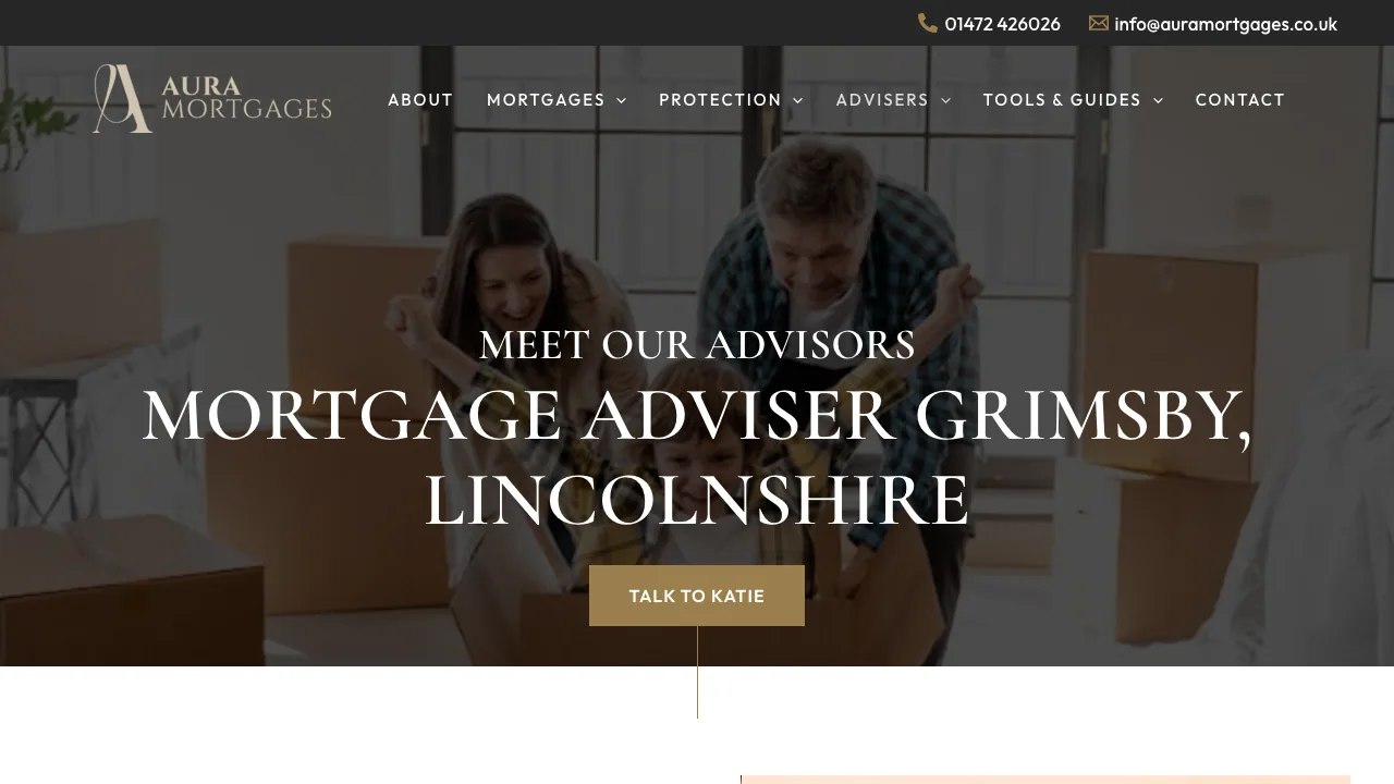 Katie Brown - Aura Mortgage Advisers Grimsby website preview
