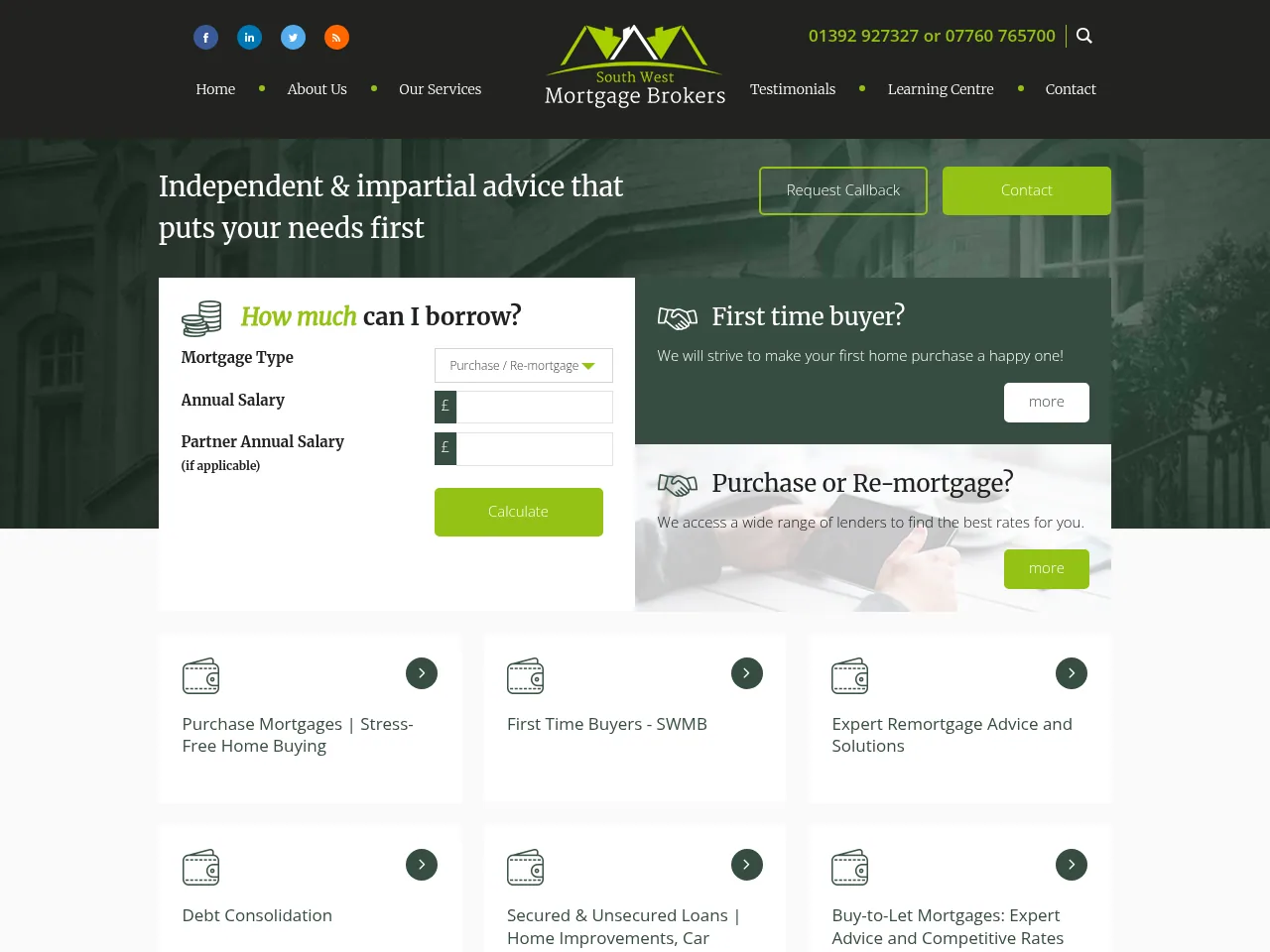 South West Mortgage Brokers website preview