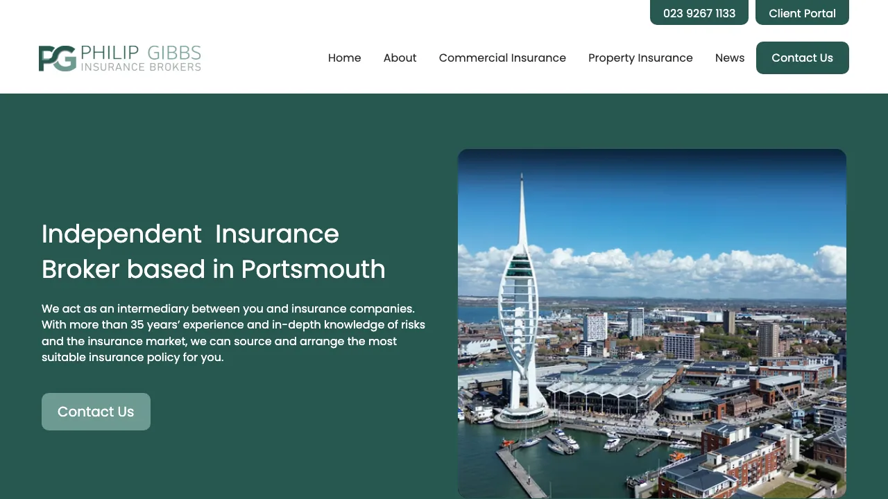 Philip Gibbs Insurance Brokers Ltd - Portsmouth website preview