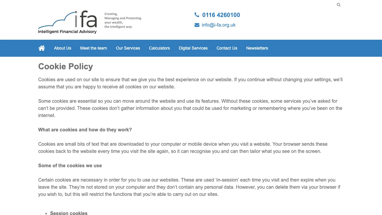 Intelligent Financial Advisory Ltd website preview