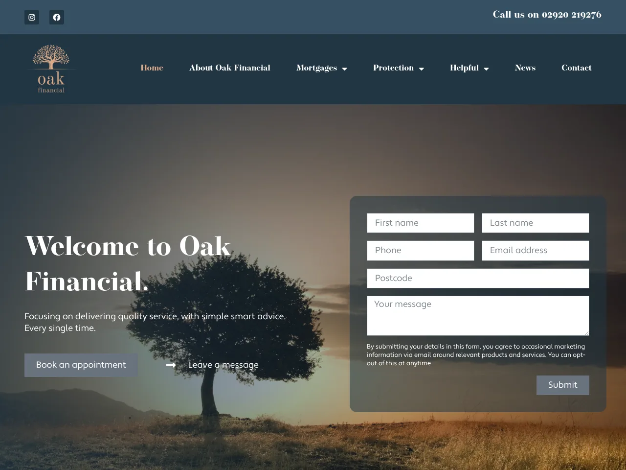 Oak Financial website preview