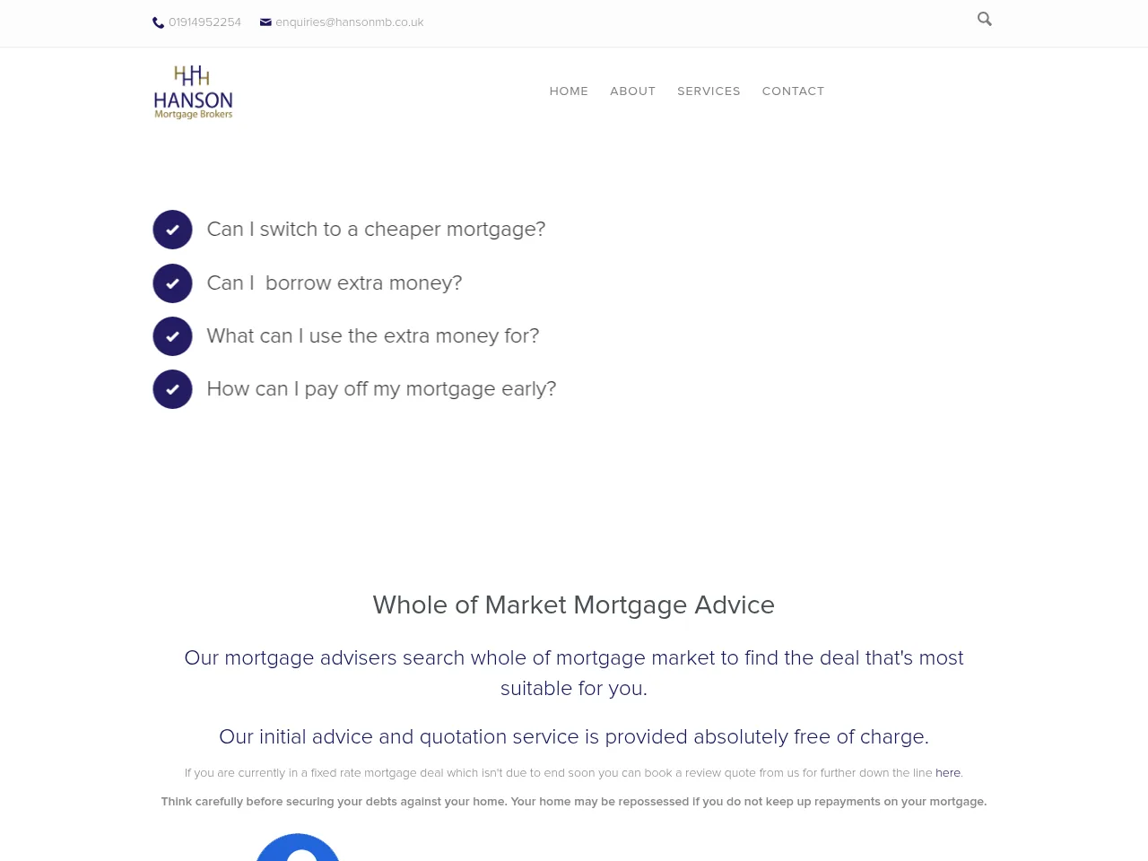 Hanson Mortgage Brokers website preview