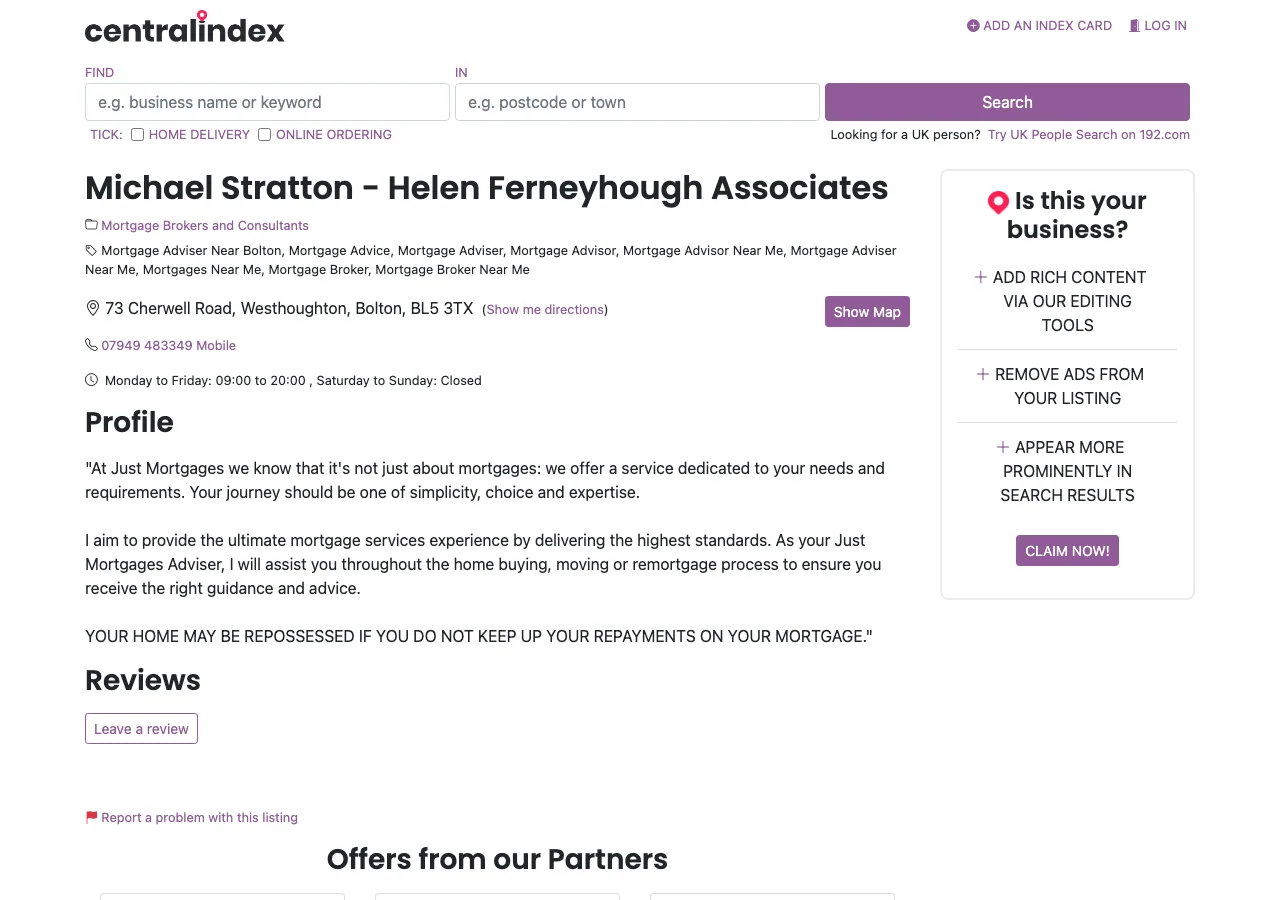 Michael Stratton - Helen Ferneyhough Associates website preview