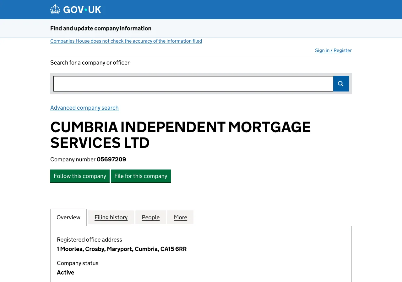 Cumbria Independent Mortgage Services Ltd website preview