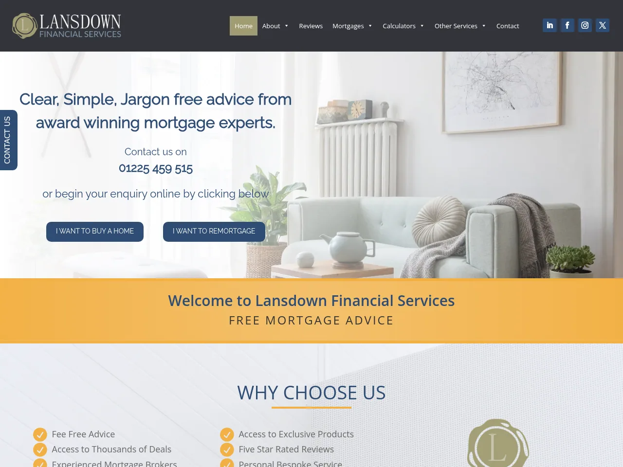 Lansdown Financial Services website preview