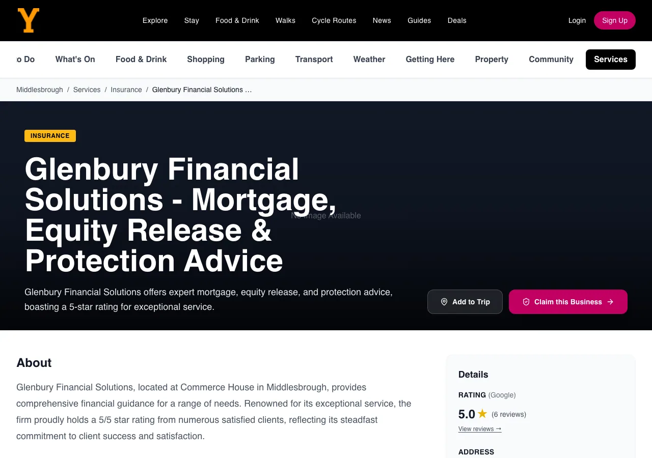 Glenbury Financial Solutions - Mortgage, Equity Release & Protection Advice website preview