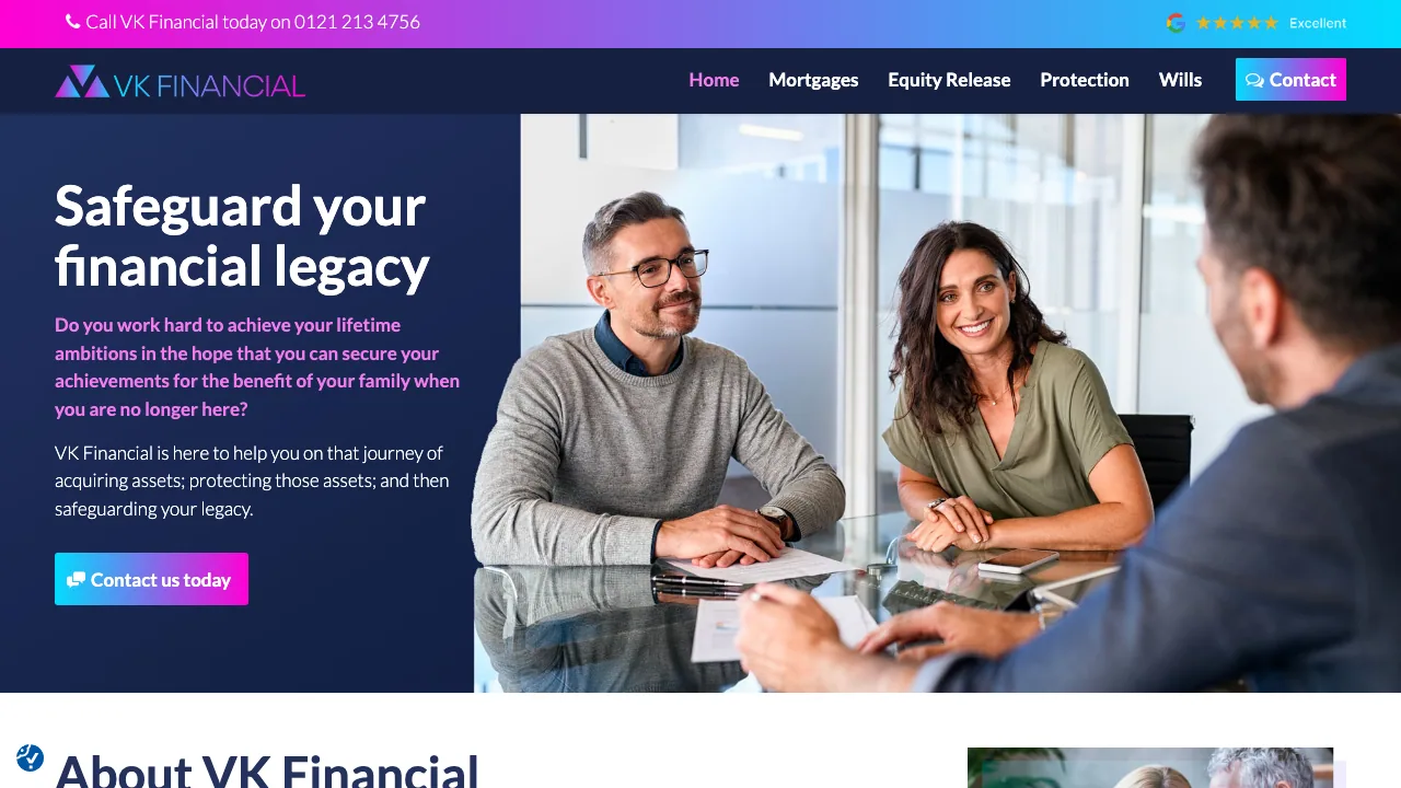Thomas Anthony Financial Services Ltd t/a VK Financial website preview