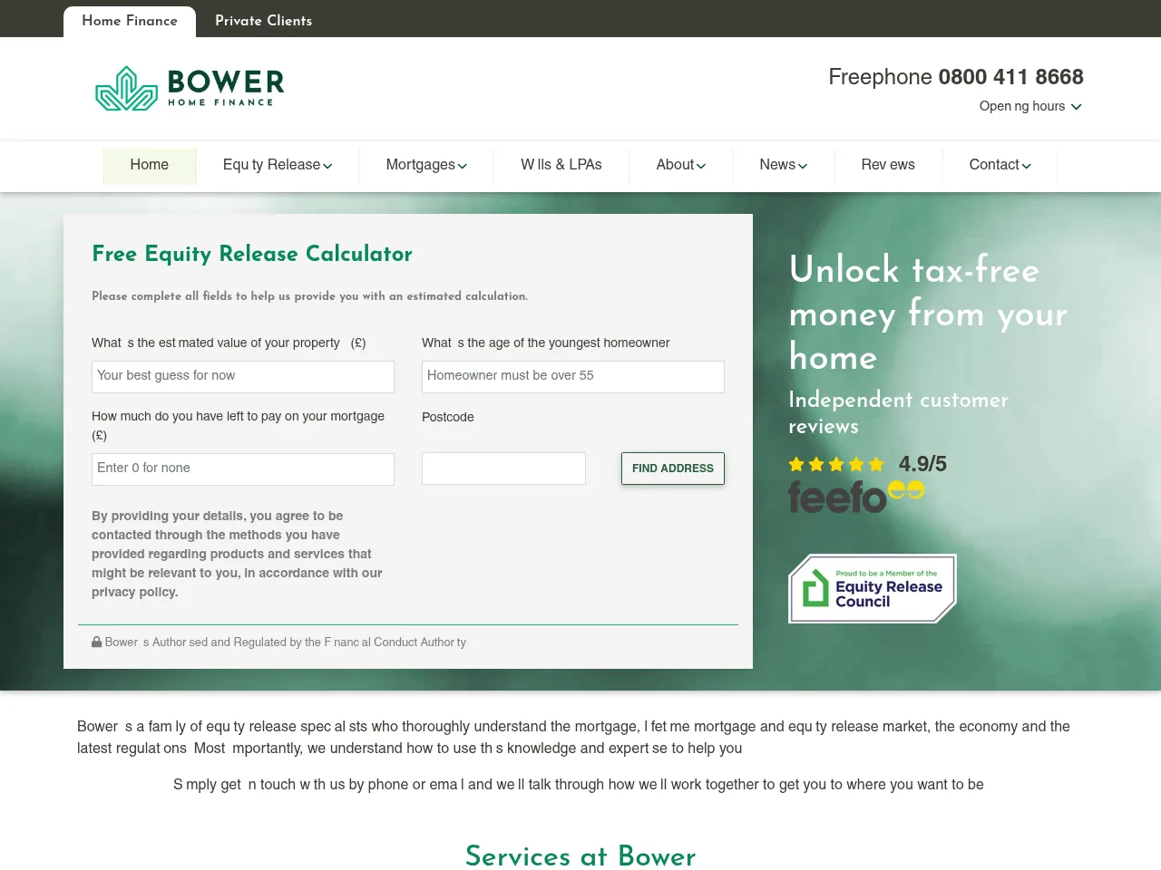 Bower Home Finance website preview