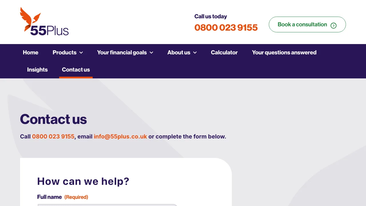 55Plus, your local experts in equity release and later life lending in Southend website preview