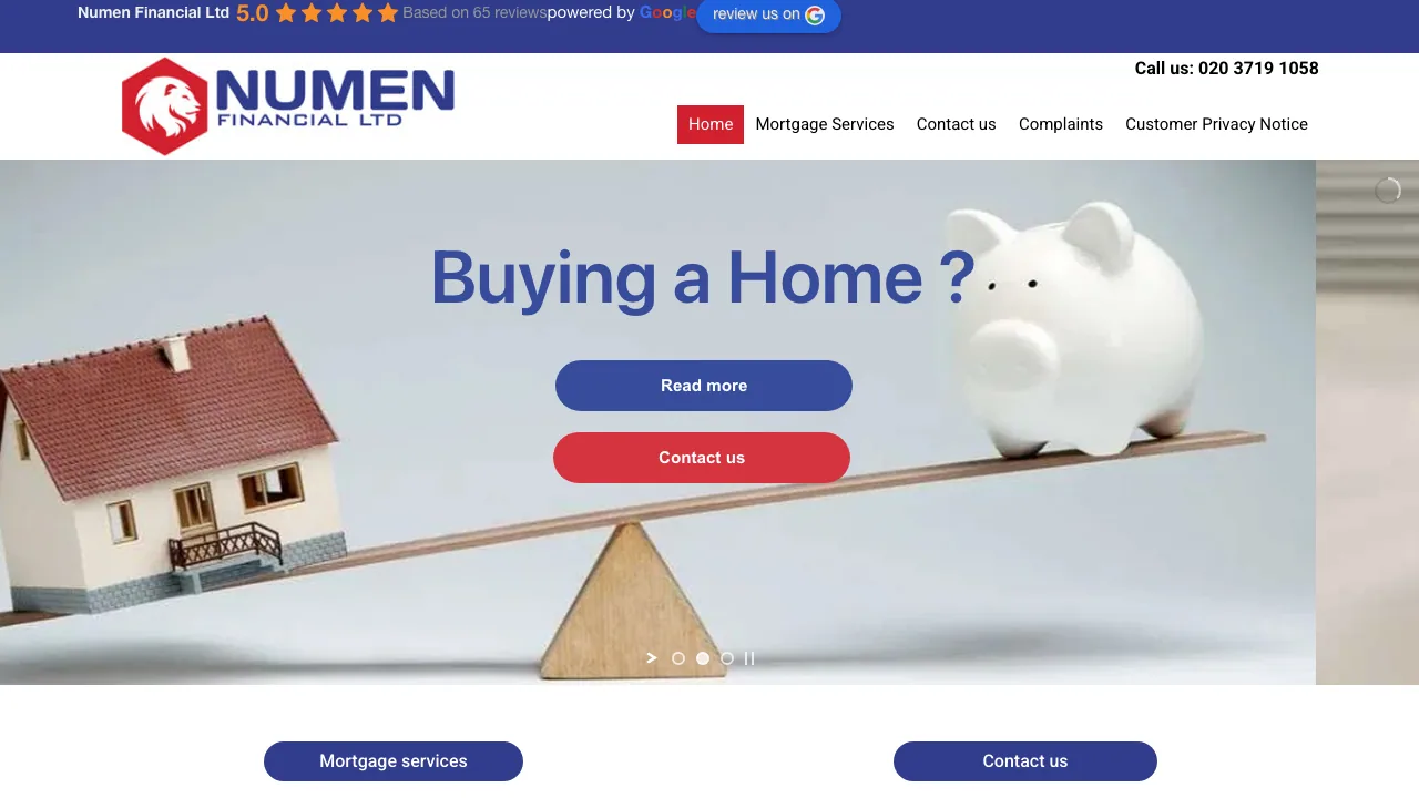Numen Financial Limited website preview