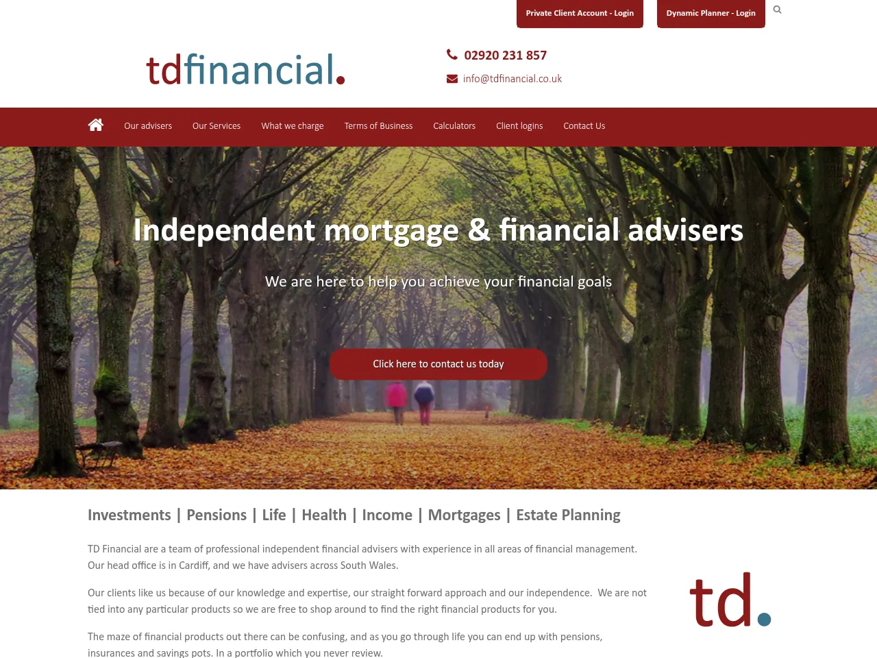 TD Financial website preview