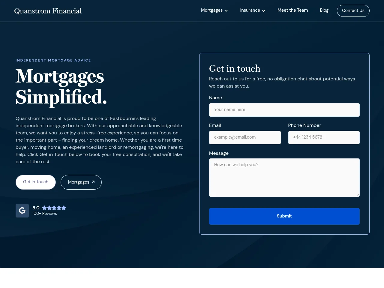 Quanstrom Financial website preview
