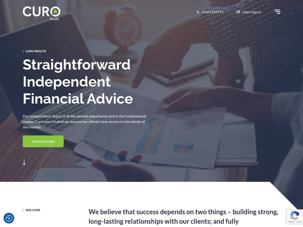 Curo Wealth website preview