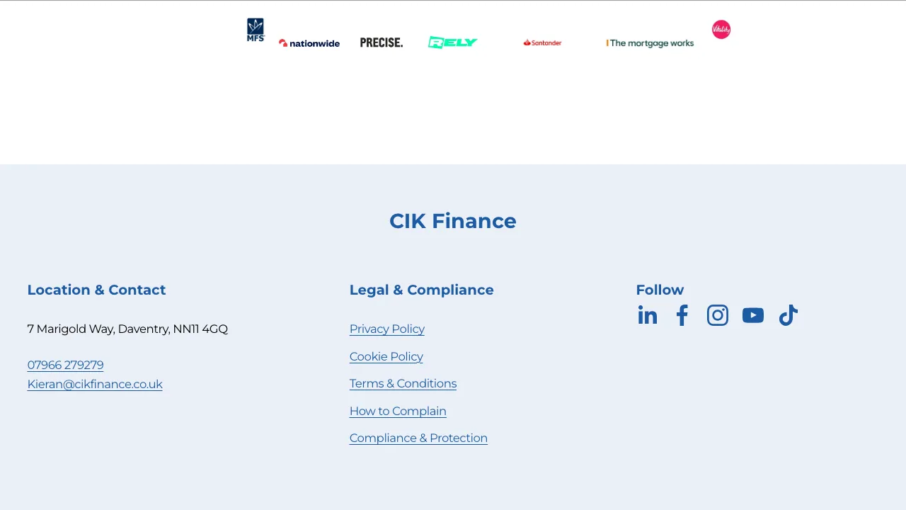 CIK Finance website preview