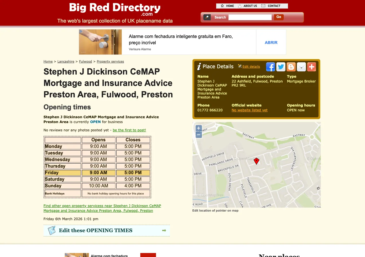 Stephen J Dickinson CeMAP Mortgage and Insurance Advice Preston Area website preview