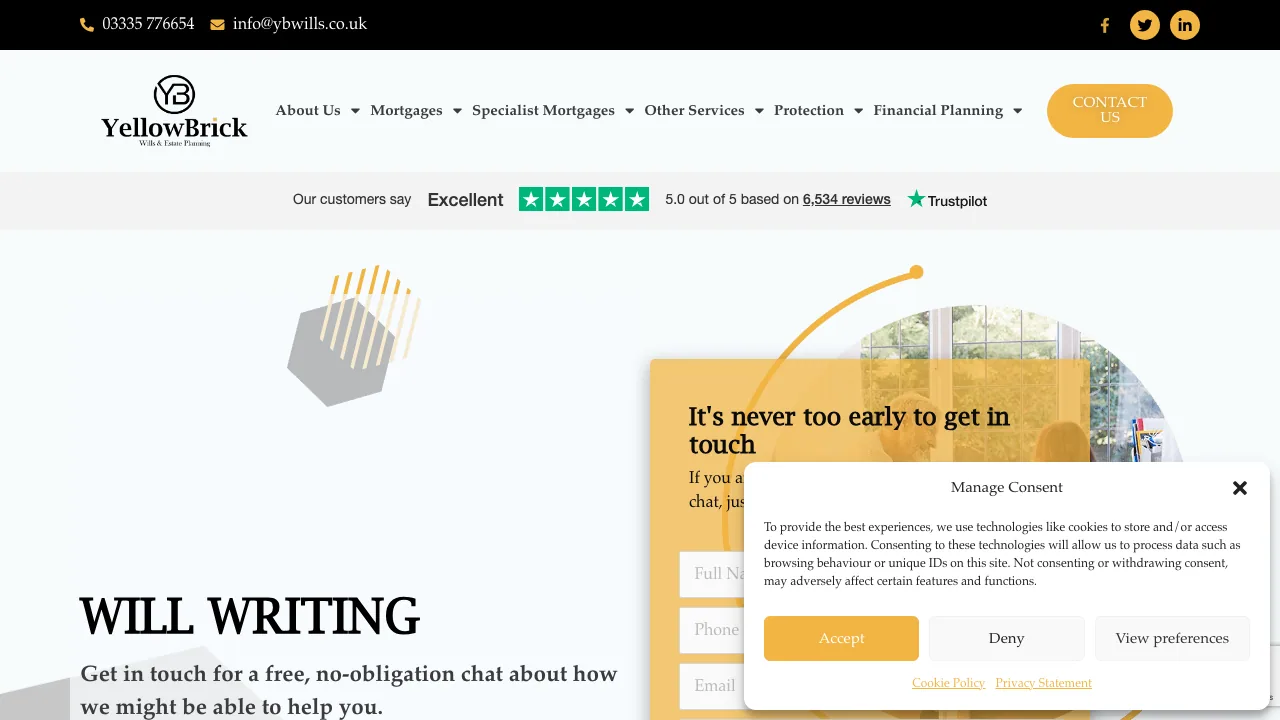 Yellow Brick Wills and Estate Planning Limited website preview