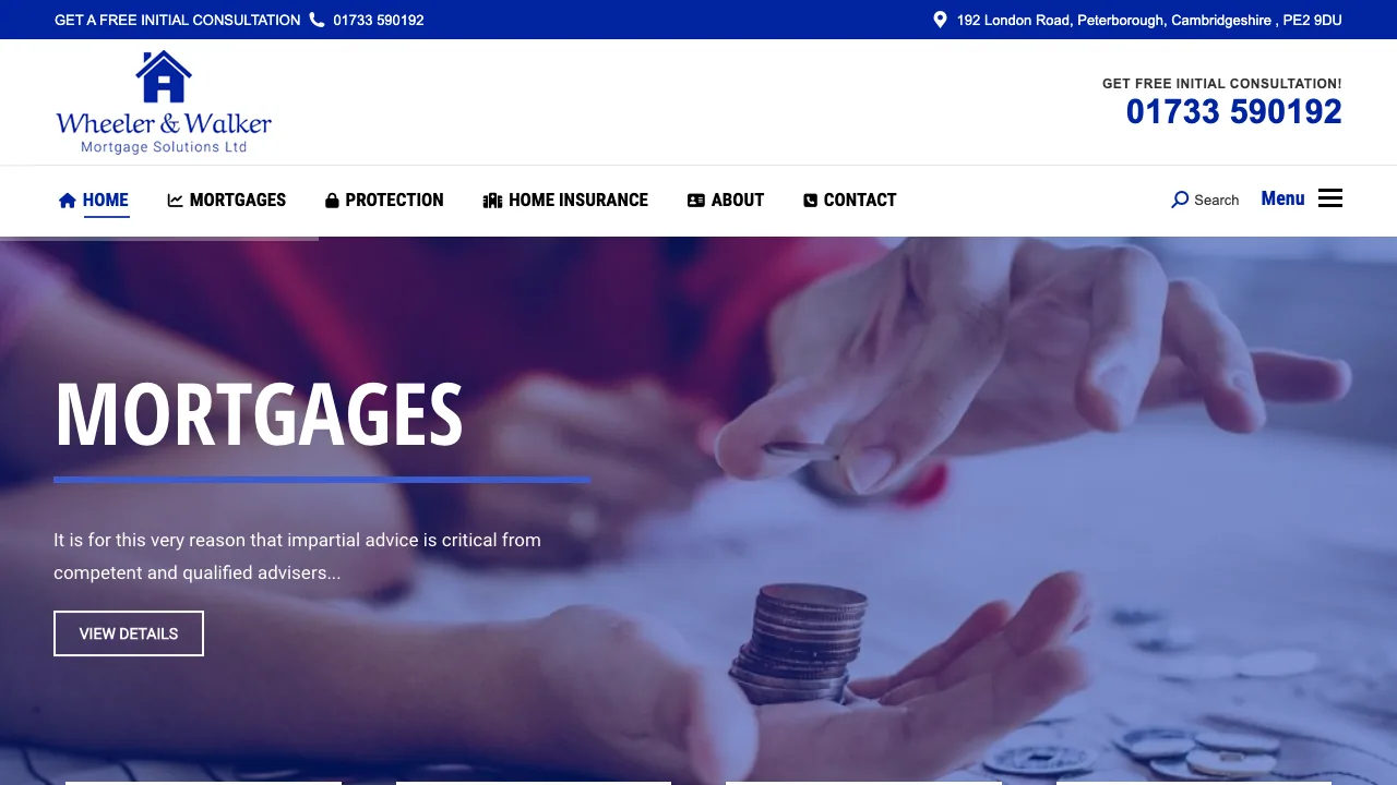 Wheeler & Walker Mortgage Solutions Advisor and Brokers Peterborough website preview