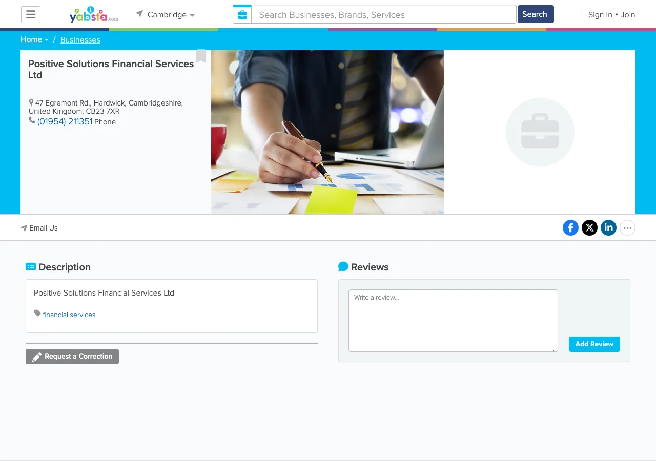 Positive Solutions Financial Services Ltd website preview