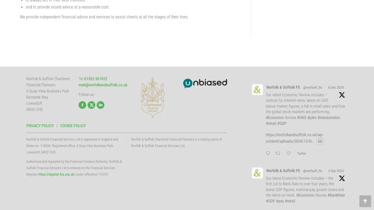 Norfolk and Suffolk Financial Services Ltd website preview
