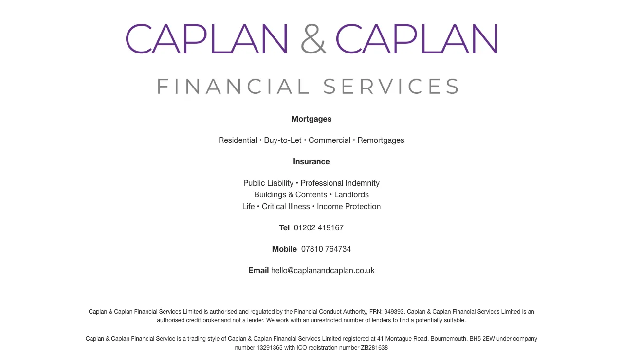 Caplan & Caplan Financial Services Limited website preview