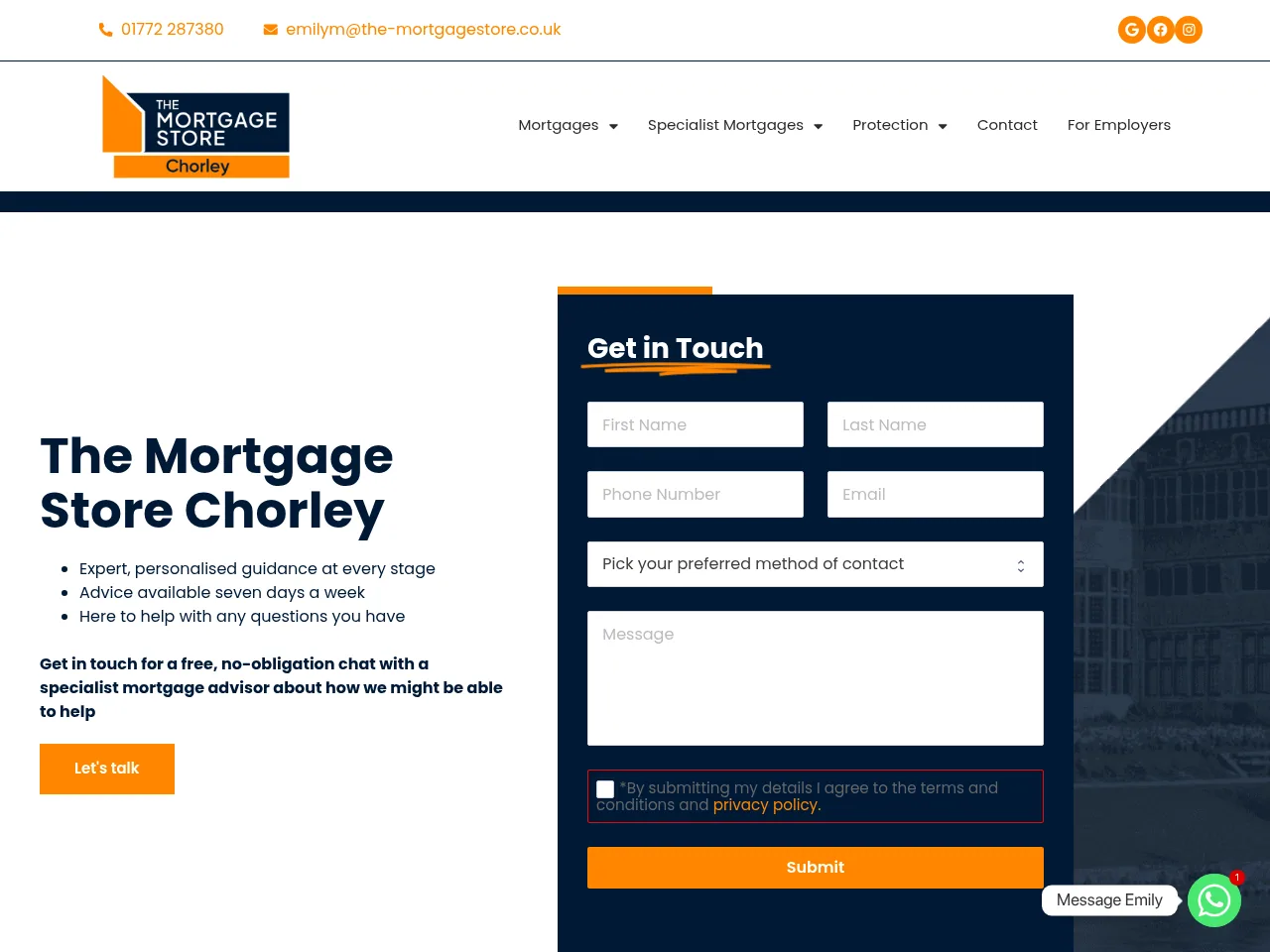 The Mortgage Store Chorley website preview