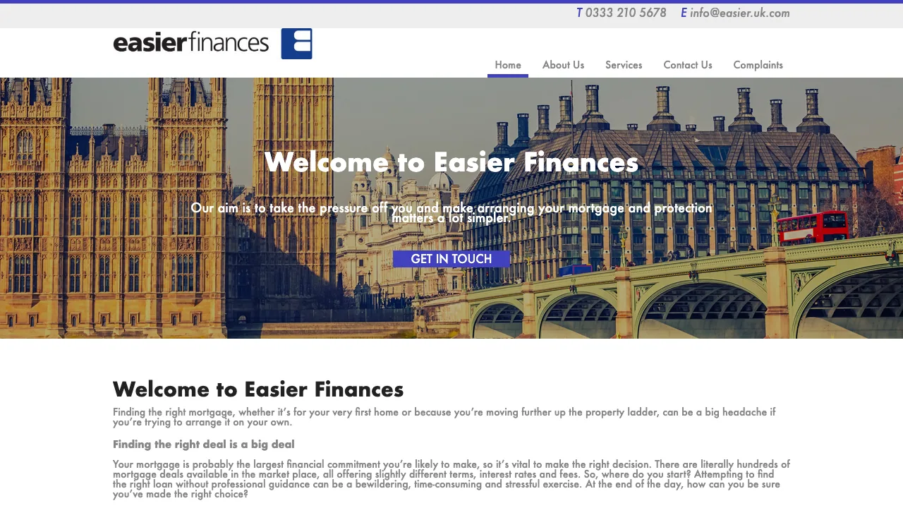 Easier Finances Limited website preview