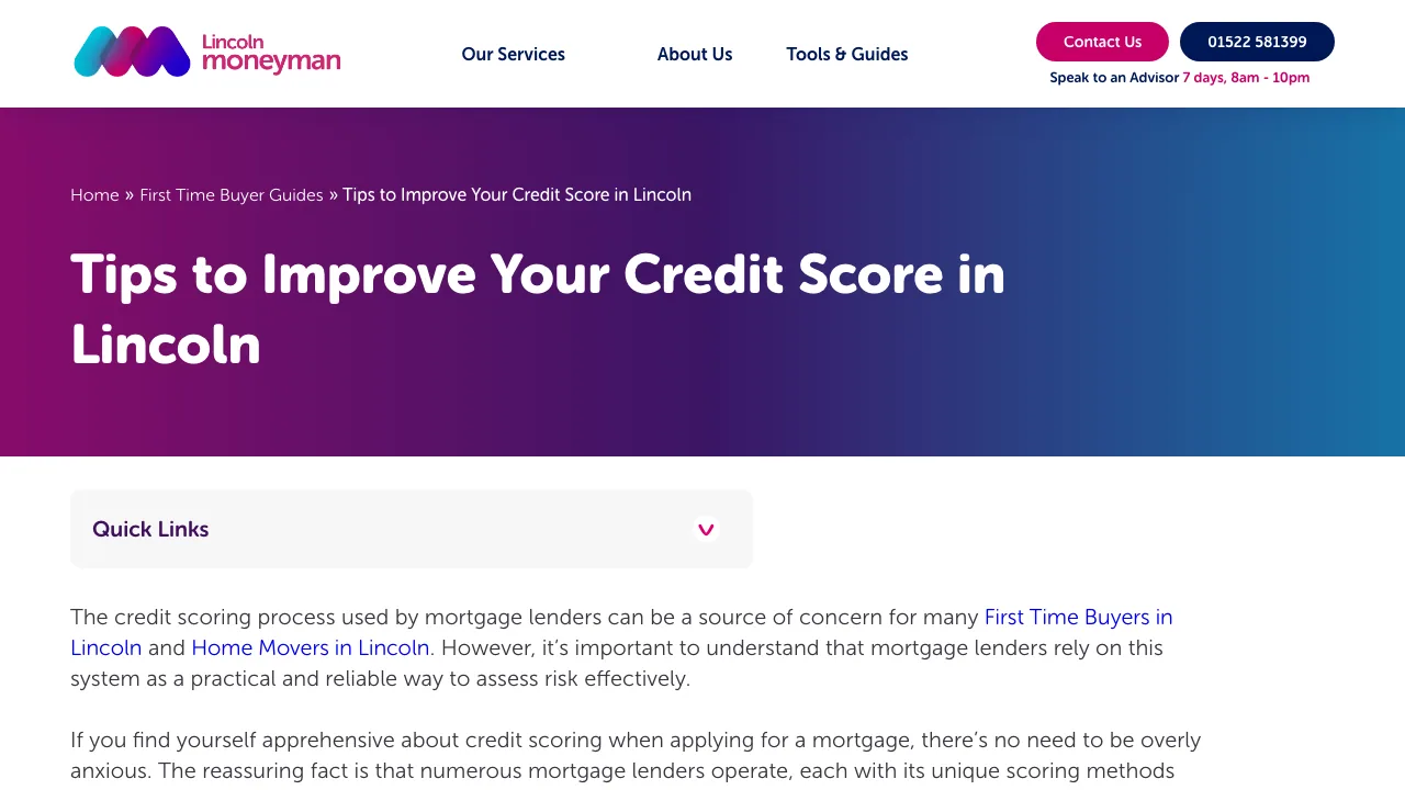 Lincolnmoneyman - Mortgage Broker website preview