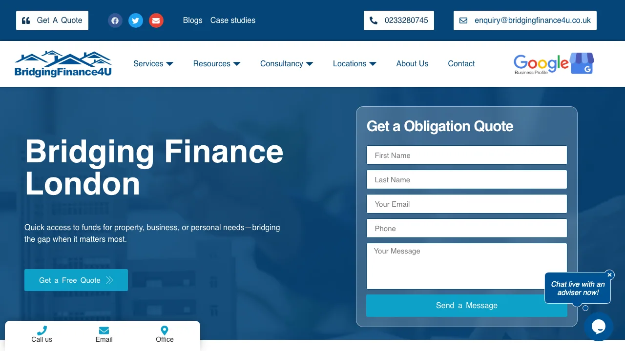 Bridging Development Finance 4U London And Essex website preview