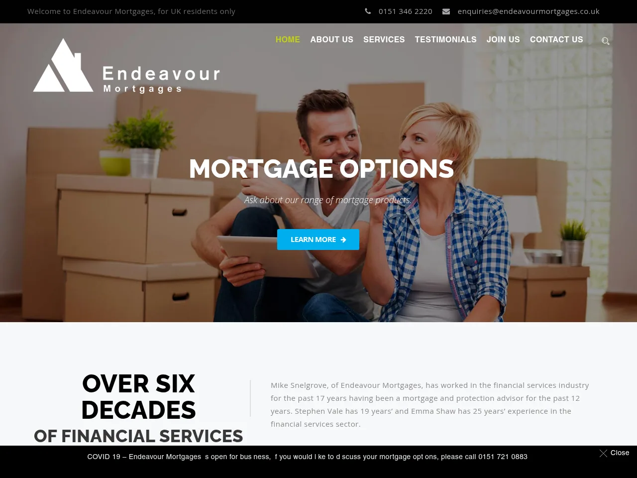 Endeavour Mortgages website preview