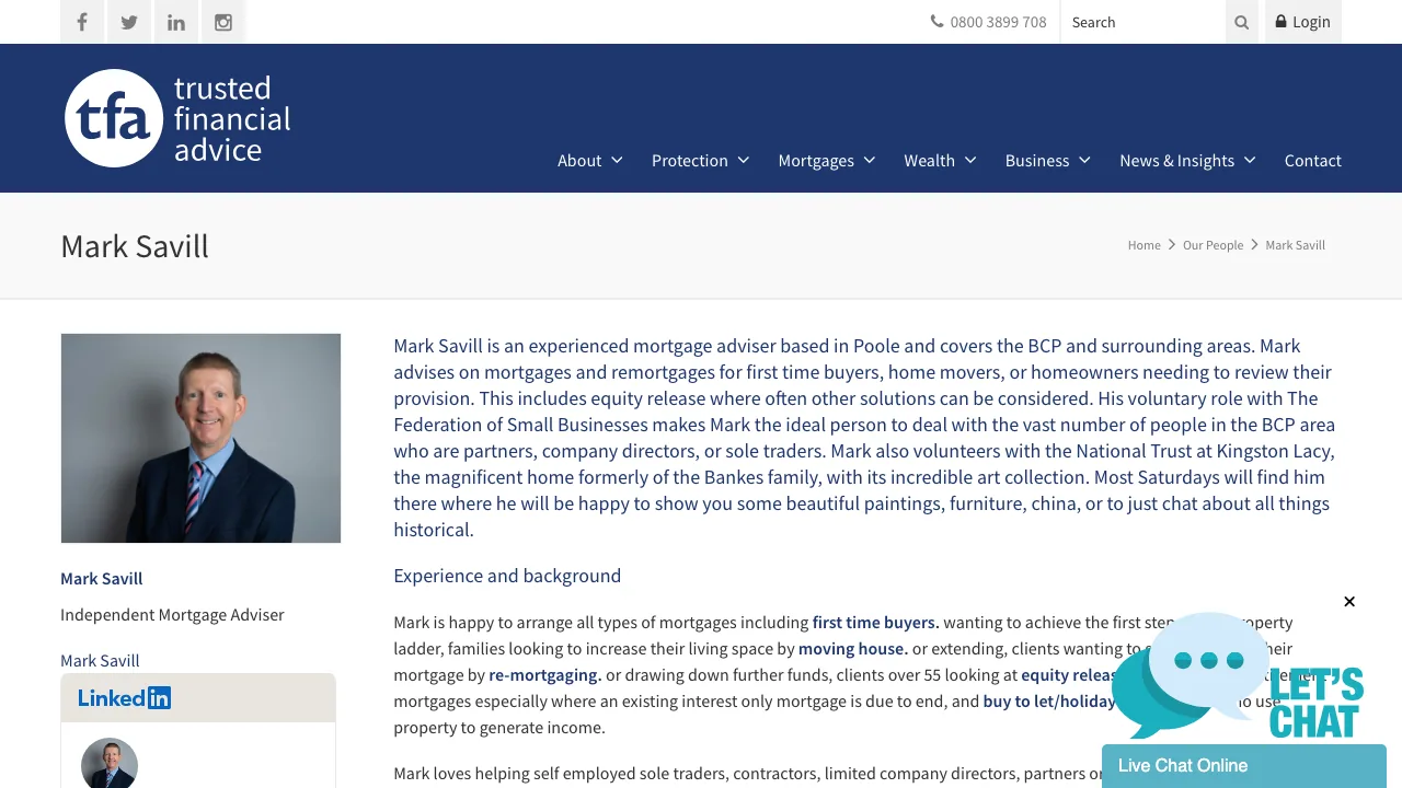 TFA Mortgages - Mark Savill Independent Mortgage Adviser website preview