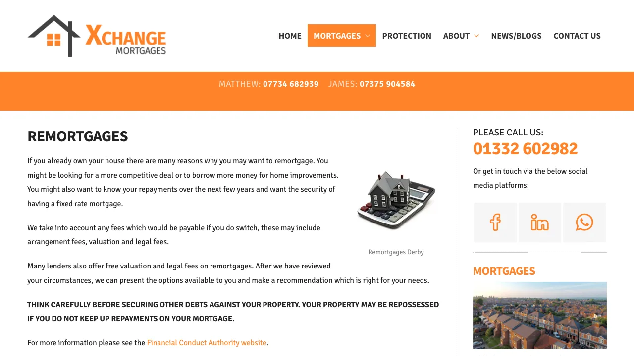 Xchange Mortgages Ltd website preview