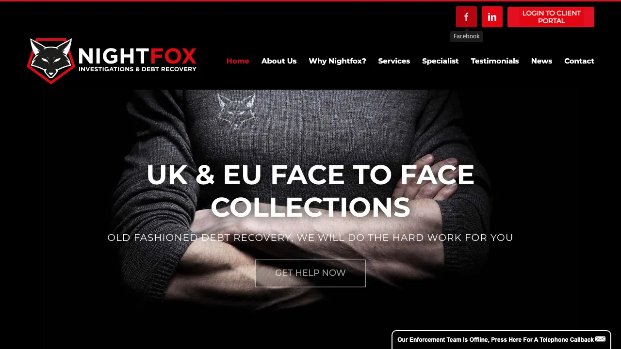 Nightfox Investigations & Debt Recovery Ltd website preview